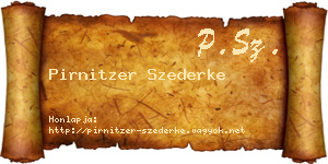 Pirnitzer Szederke névjegykártya